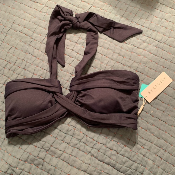 NWT Seafolly navy bandeau bikini top - Picture 2 of 3